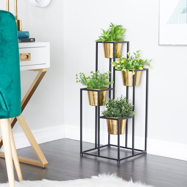 4 Tier Square Planter Stand with Pots