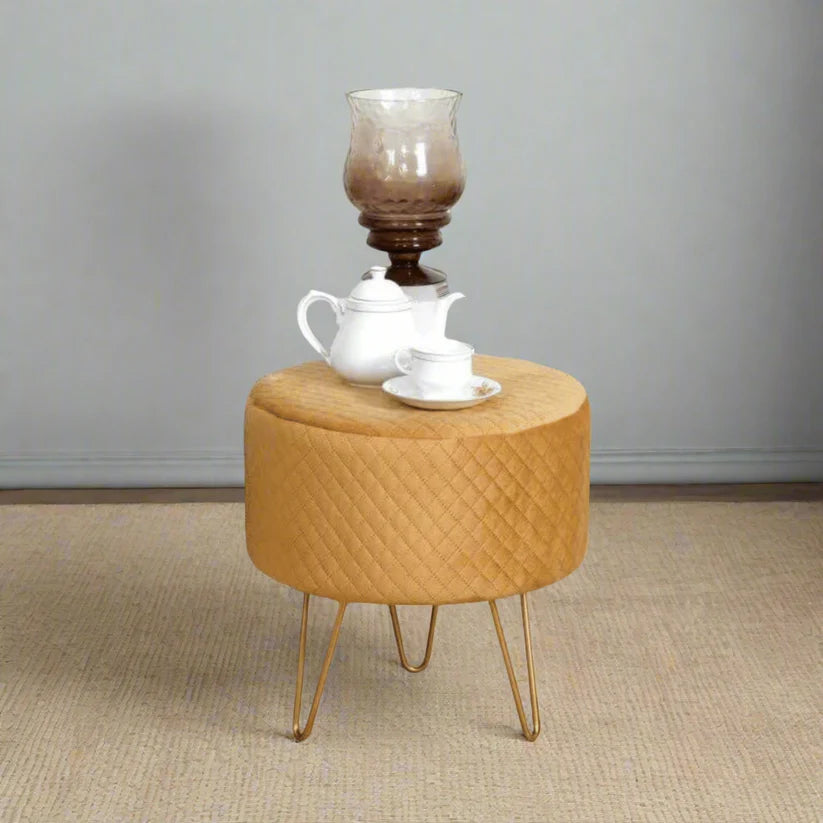 Cozy & Comfortable - Quilt Stool with metallic base