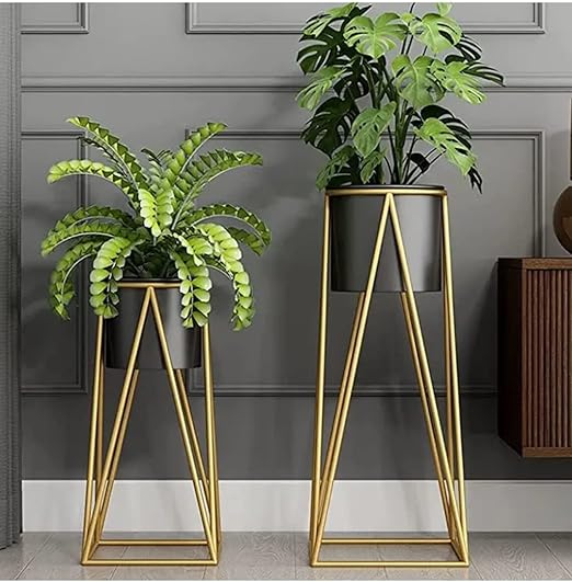 Metal Planter with Stand - set of 2