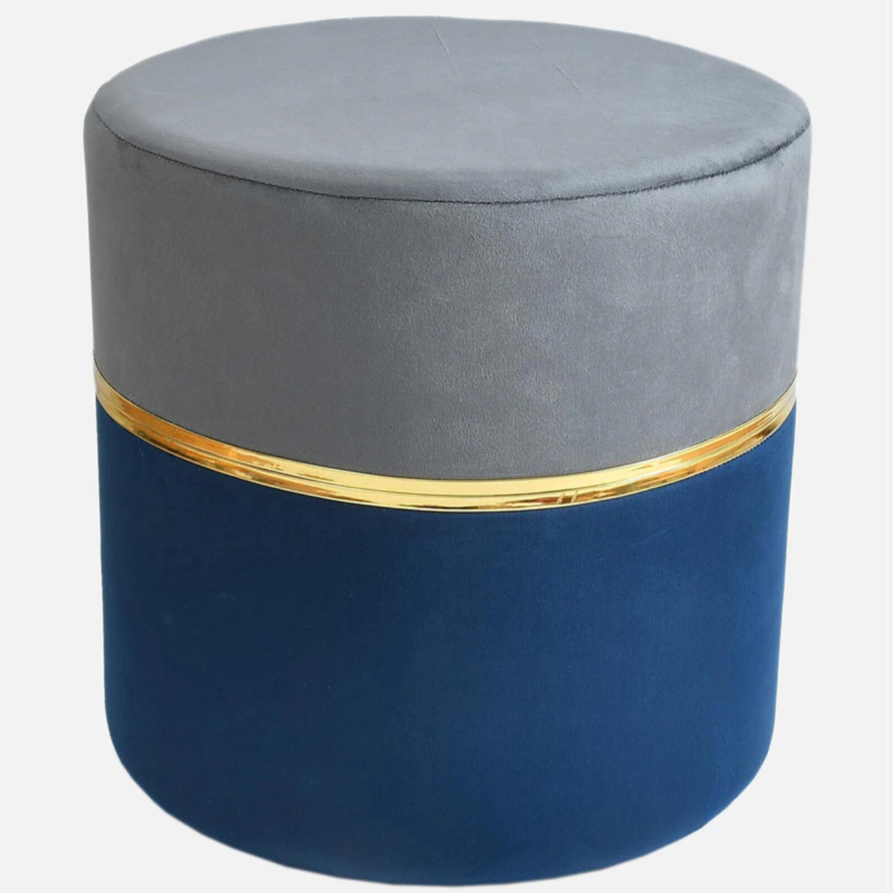 Pluto Fabric Pouffe in Grey & Blue Colour