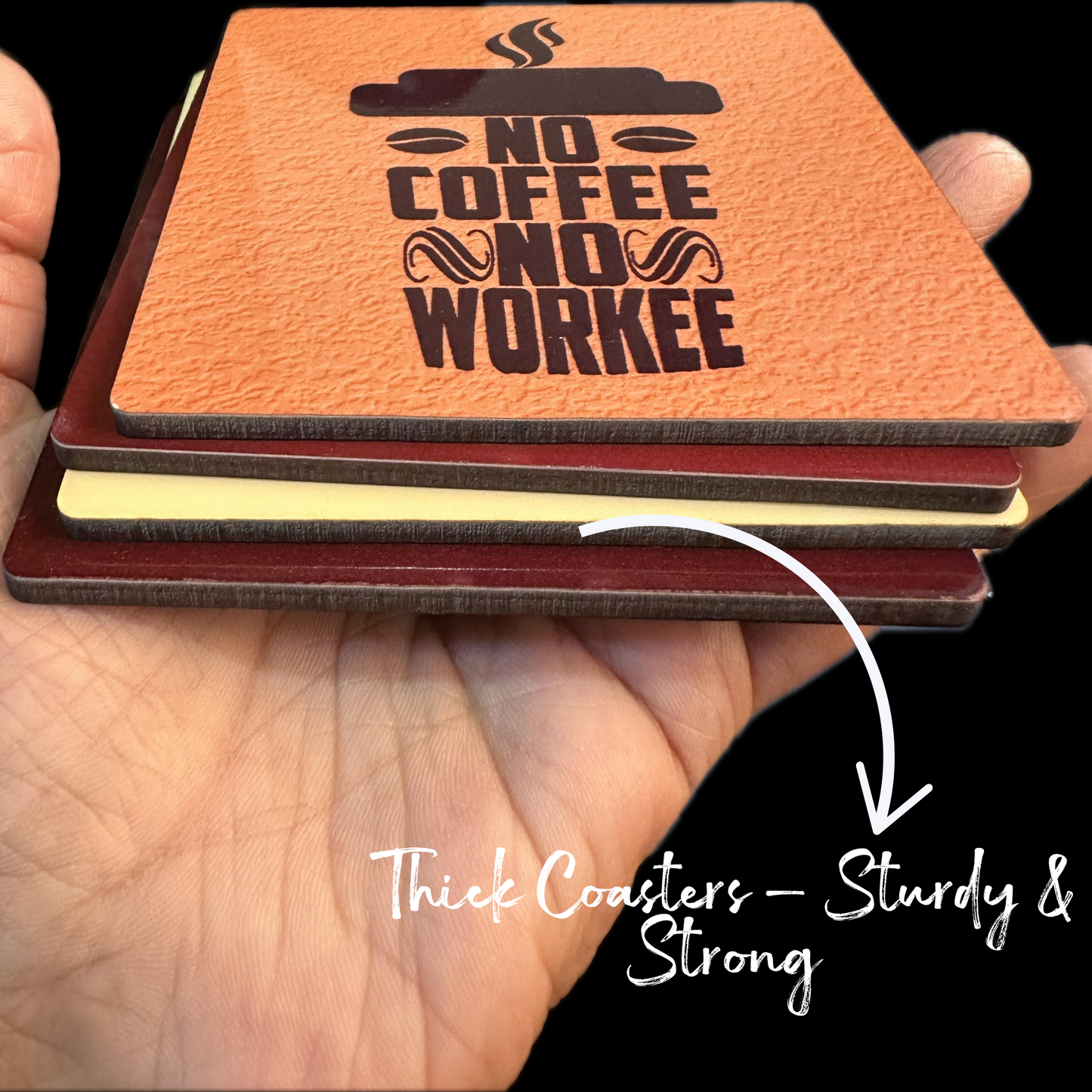 Set of 4 Coffee Lover Coasters – Fun & Stylish Drink Coasters for Coffee Enthusiasts