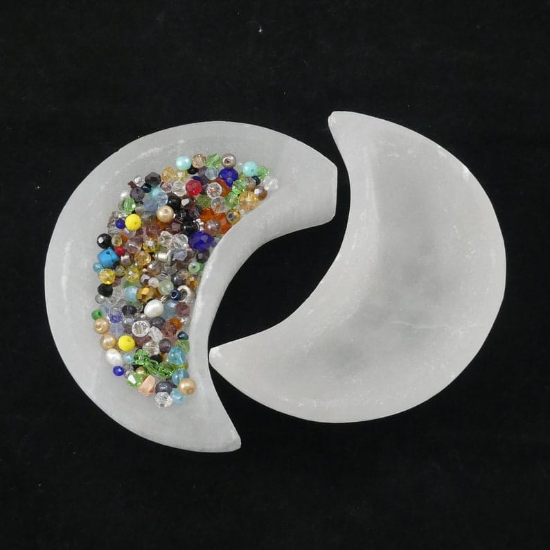 Selenite Moon Charging Bowl โ Crystal Charging & Energy Cleansing!