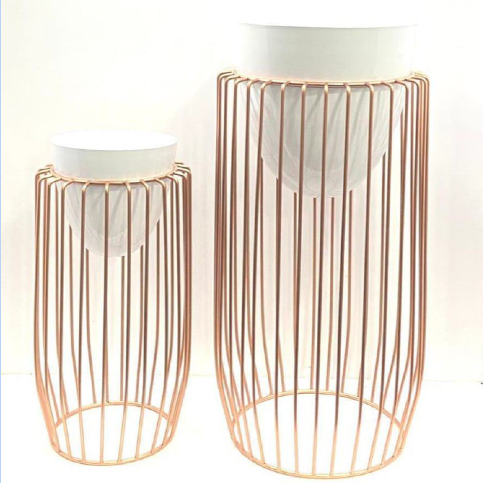 Metal Planters with Pots - Round Standee ( Set of 2)