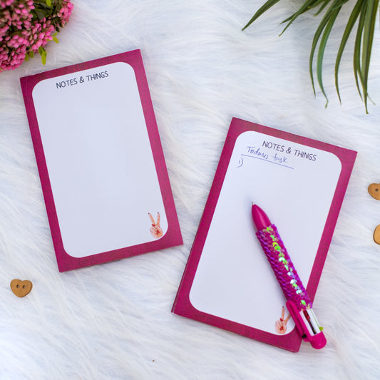Notes & Things Notepad – Cute A6 To-Do List Pad for Daily Tasks, Reminders, and Doodles | Funky Peace Sign Design