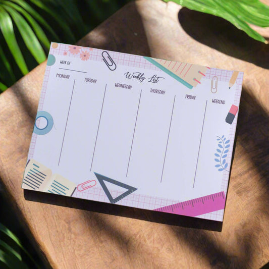 Colorful Weekly Planner Pad – Weekly List Desk Organizer with Fun Stationery Design