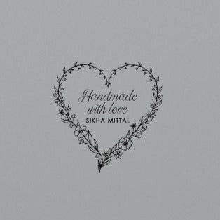 Personalized "Handmade with Love" Rubber Stamp – Custom Floral Heart Wooden Stamp