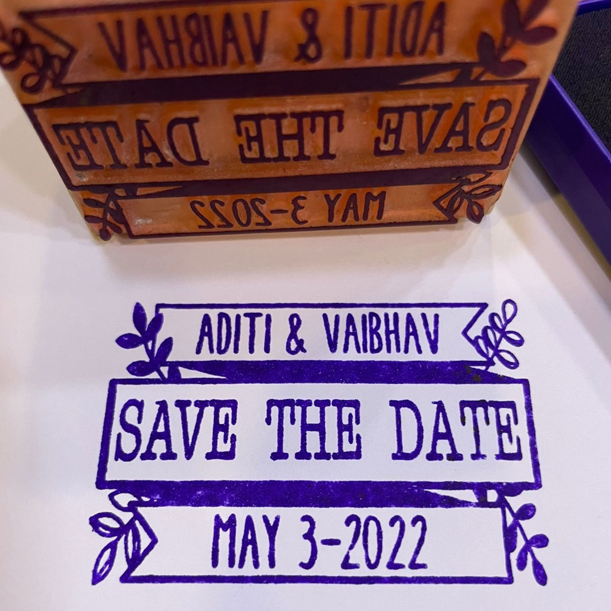 Personalized "Save the Date" Rubber Stamp – Custom Wedding Wooden Stamp