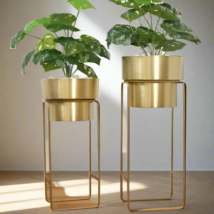Gold Metal Planter- Set of 2