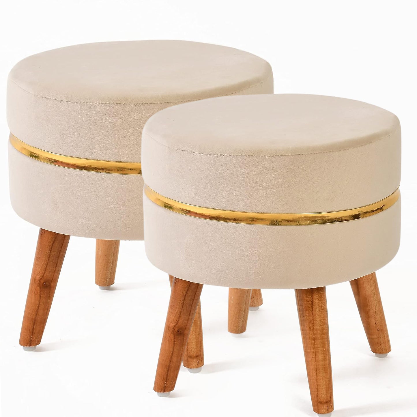 Ring Stool- Set of 2 Ottoman Pouffes Seating Stool for Living Room 16 X 16 X 17 Inches