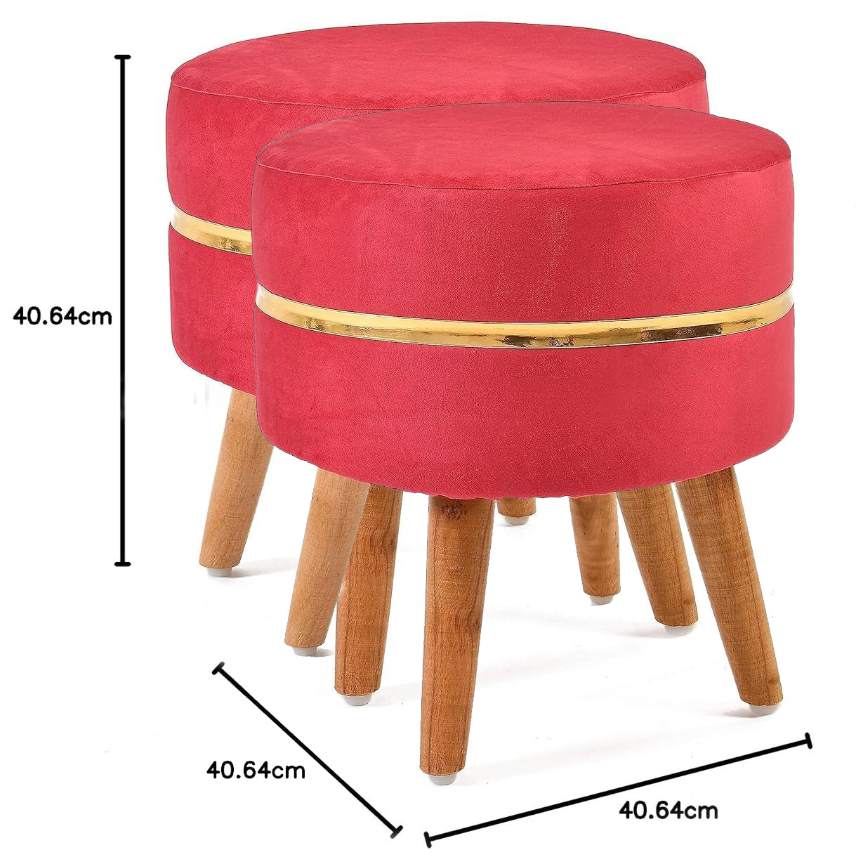 Ring Stool- Set of 2 Ottoman Pouffes Seating Stool for Living Room 16 X 16 X 17 Inches
