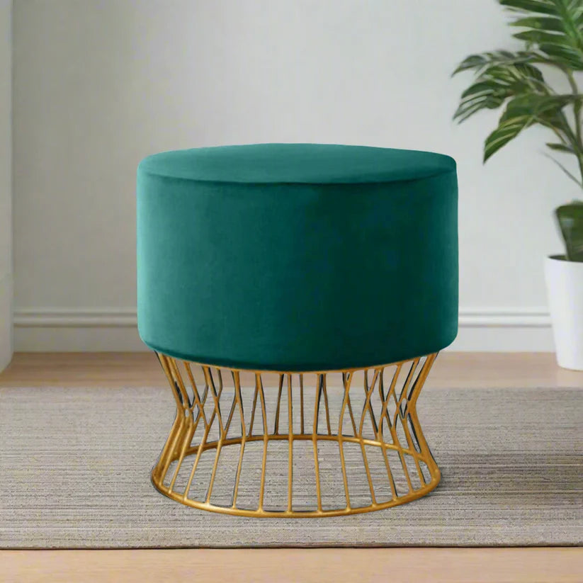 Metallic Pouf - Velvet Elegance with a Contemporary Twist