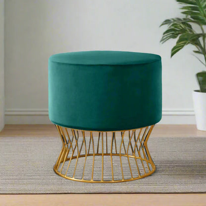 Metallic Pouf - Velvet Elegance with a Contemporary Twist