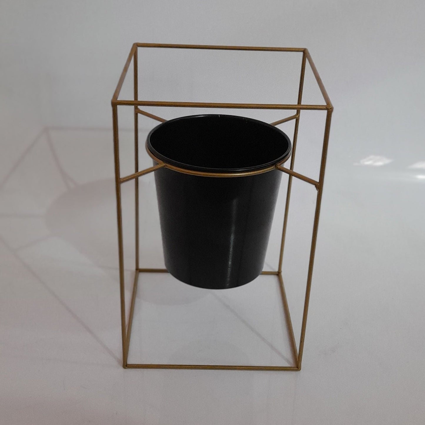 Metal Round Planter with Square Stand