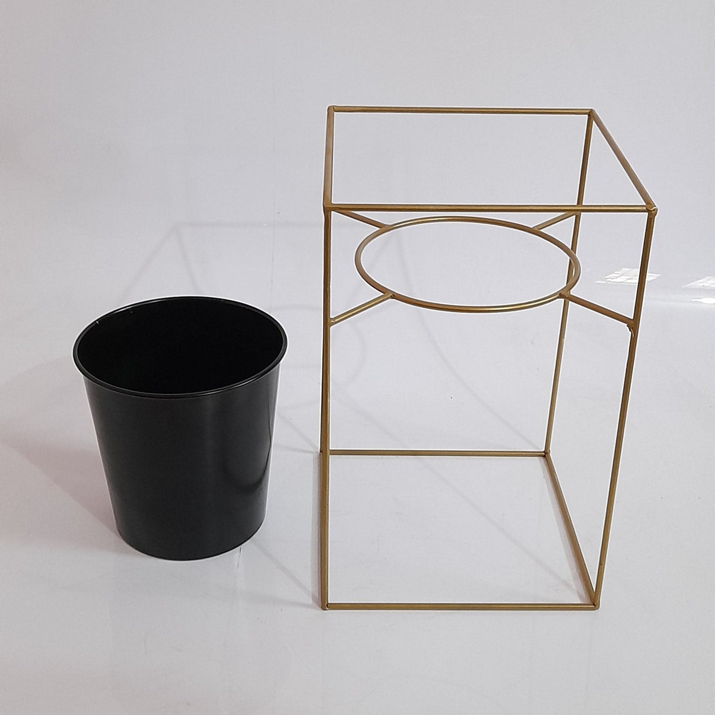 Metal Round Planter with Square Stand