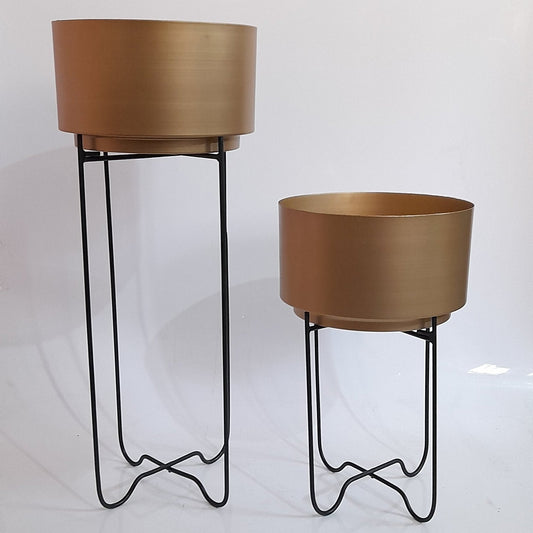 Metal Round Planter with Stand