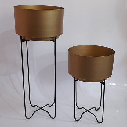 Metal Round Planter with Stand