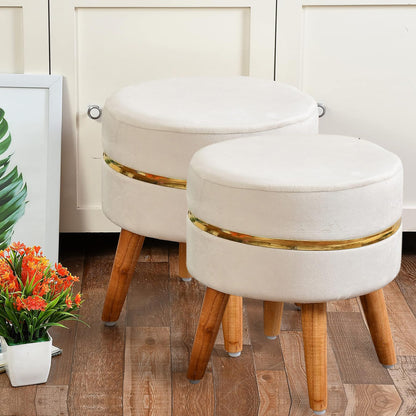 Ring Stool- Set of 2 Ottoman Pouffes Seating Stool for Living Room 16 X 16 X 17 Inches