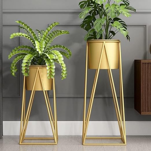 Metal Planter with Stand - set of 2