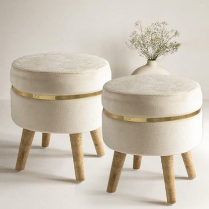 Ring Stool- Set of 2 Ottoman Pouffes Seating Stool for Living Room 16 X 16 X 17 Inches