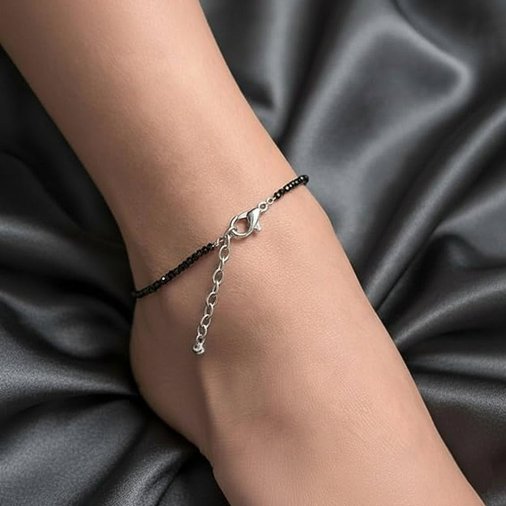 Black Tourmaline Evil Eye Anklet - Guards Aura 100% Authentic