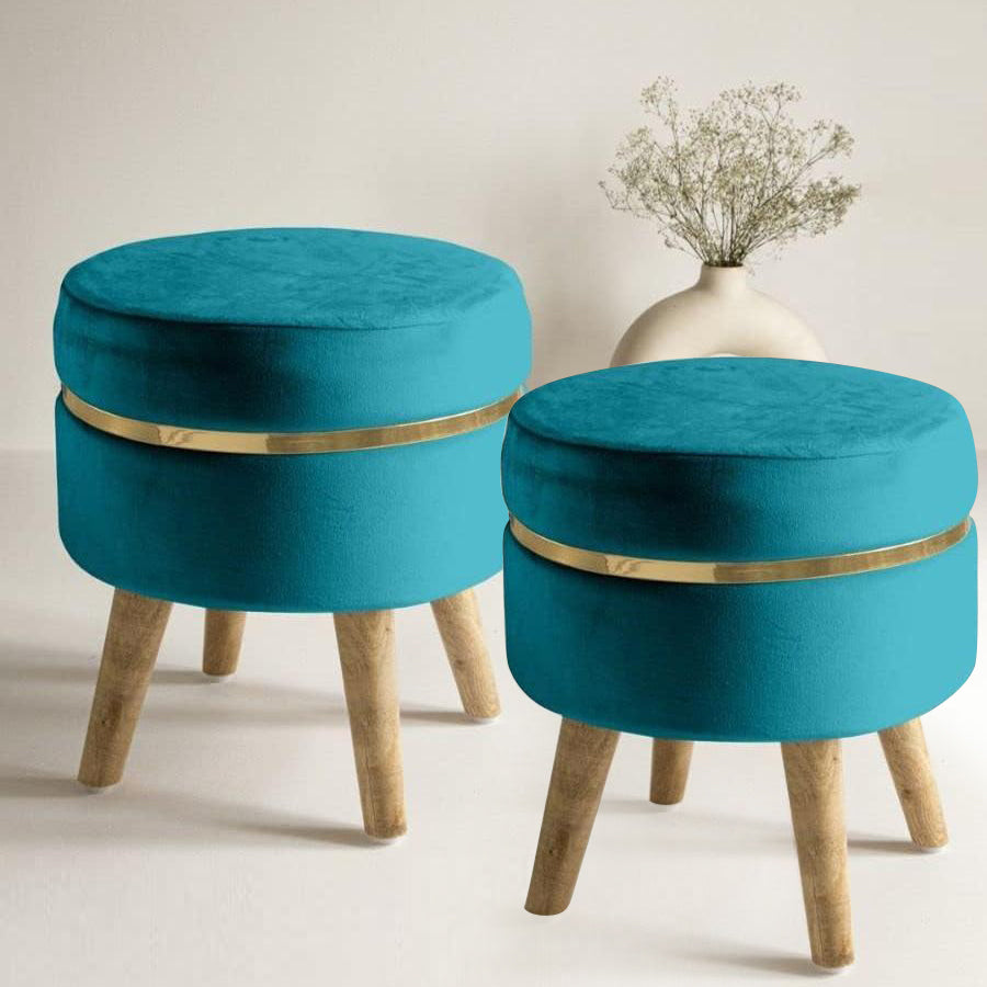 Ring Stool- Set of 2 Ottoman Pouffes Seating Stool for Living Room 16 X 16 X 17 Inches
