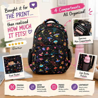 Galaxy Adventure School Backpack – Lightweight Water-Resistant Backpack