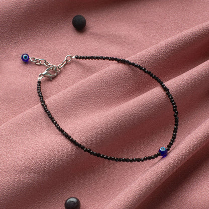 Black Tourmaline Evil Eye Anklet - Guards Aura 100% Authentic