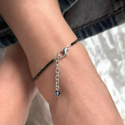 Black Tourmaline Evil Eye Anklet - Guards Aura 100% Authentic