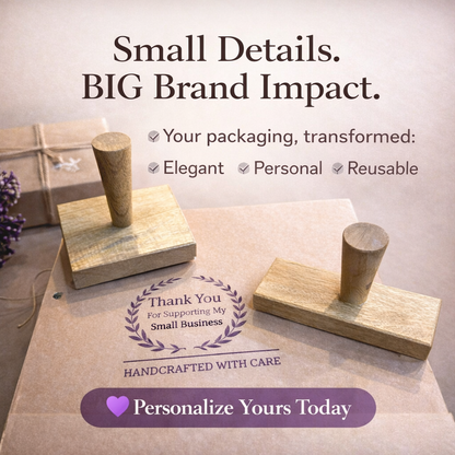 Set of 2 Personalized Rubber Stamps – Custom Wooden Stamps for Branding & DIY