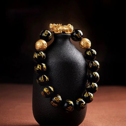 Feng Shui Black Obsidian Bracelet - Dominant Attractor Of Money!