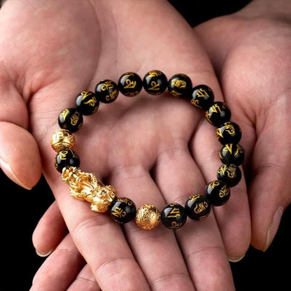 Feng Shui Black Obsidian Bracelet - Dominant Attractor Of Money!