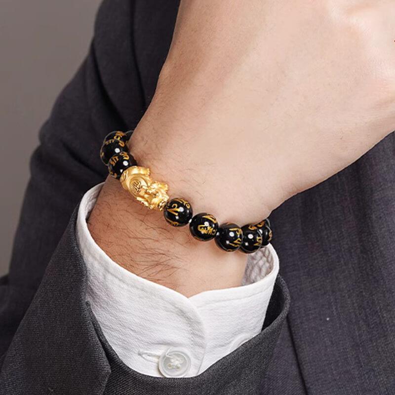 Feng Shui Black Obsidian Bracelet - Dominant Attractor Of Money!