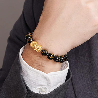 Feng Shui Black Obsidian Bracelet - Dominant Attractor Of Money!