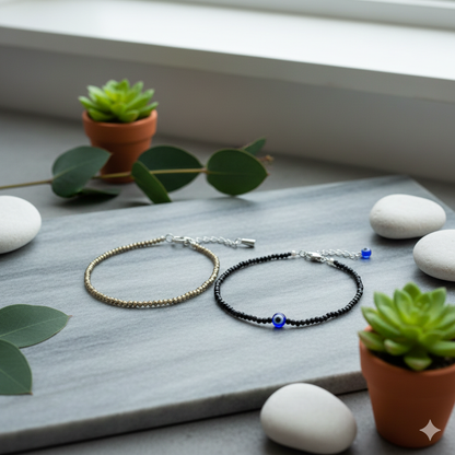 Pyrite Prosperity Anklet + Nazar Protector Anklet