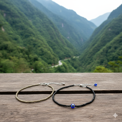 Pyrite Prosperity Anklet + Nazar Protector Anklet