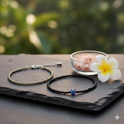 Pyrite Prosperity Anklet + Nazar Protector Anklet