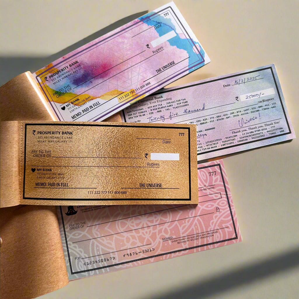Abundance Cheque Book-Law Of Attraction, Money Manifestation Checks for Vision Board
