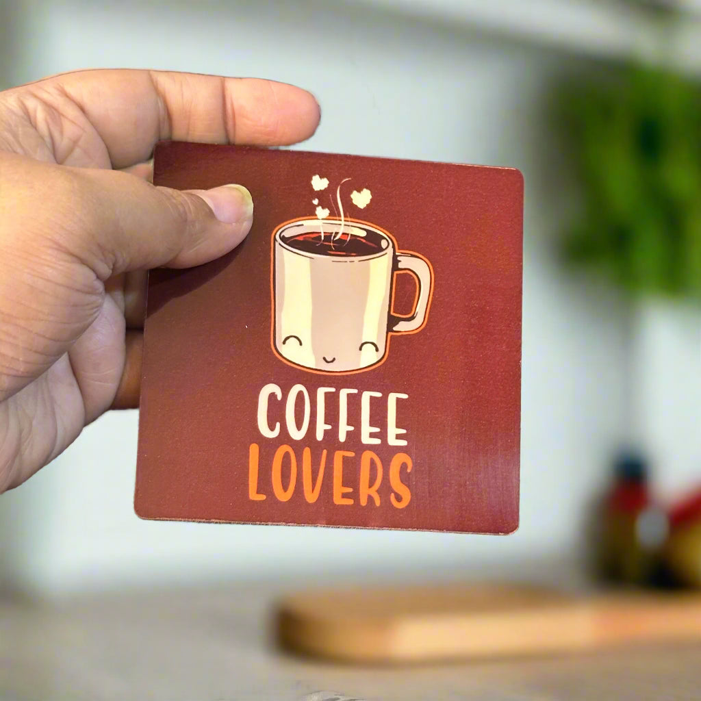 Set of 4 Coffee Lover Coasters – Fun & Stylish Drink Coasters for Coffee Enthusiasts
