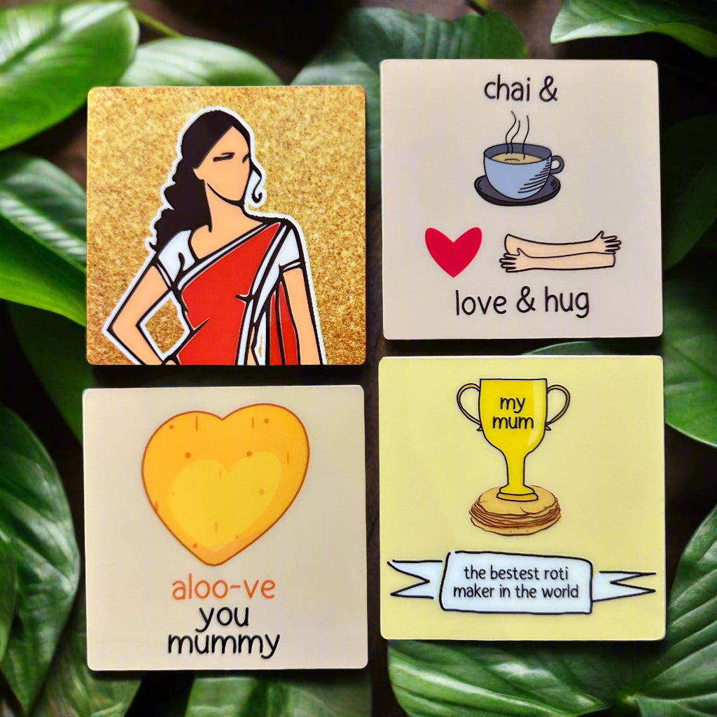 Set of 4 Mom-Themed Coasters – Quirky & Heartfelt Gift for Mothers