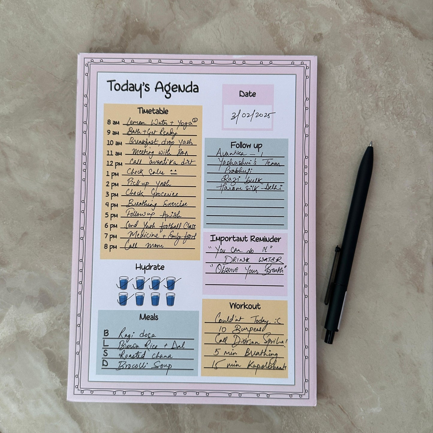 Today's Agenda Notepad: Daily Planner for Productivity & Organization