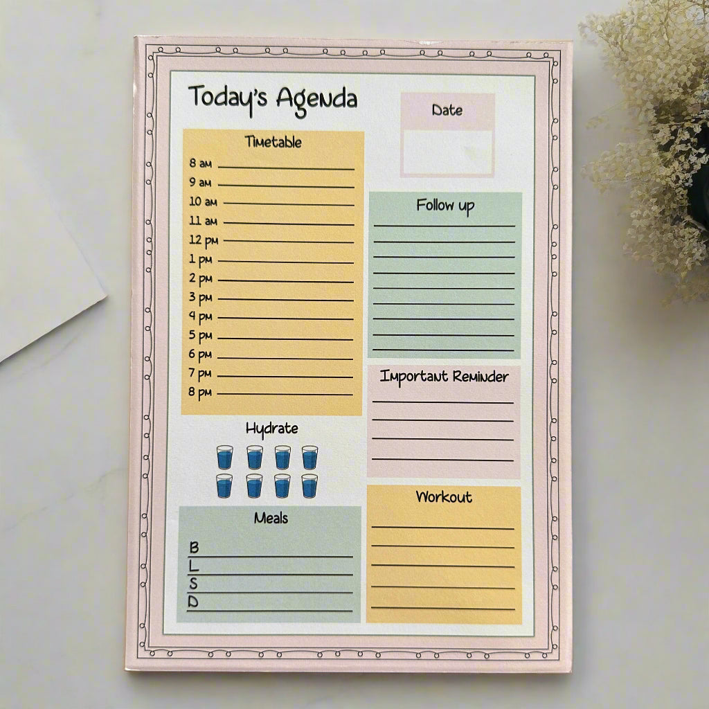 Today's Agenda Notepad: Daily Planner for Productivity & Organization
