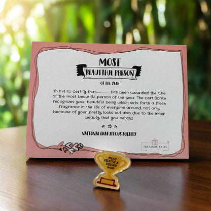 The Most Beautiful Person Award – A Heartwarming & Quirky Gift! 🏆💖