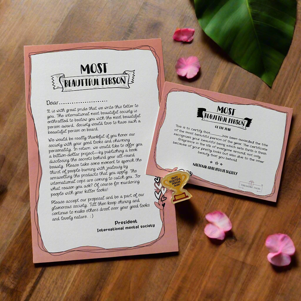 The Most Beautiful Person Award – A Heartwarming & Quirky Gift! 🏆💖