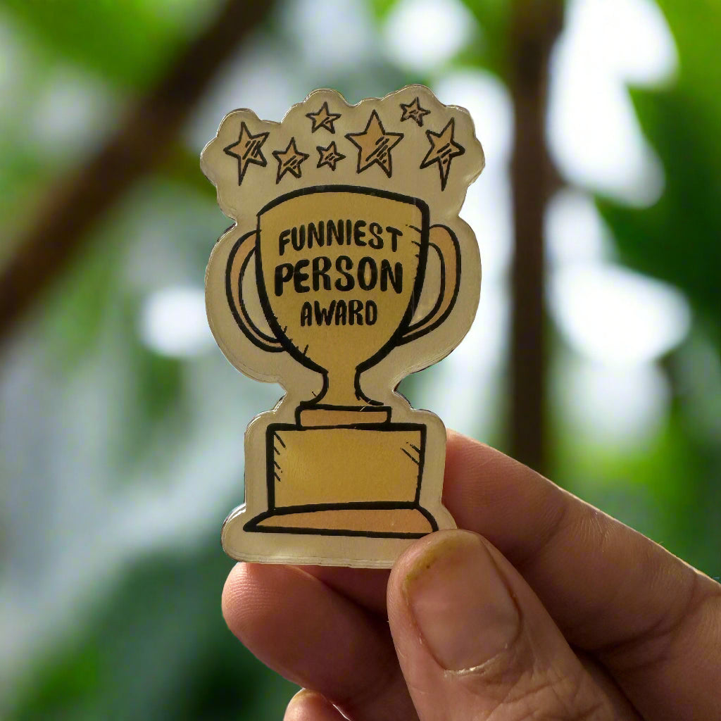 The Funniest Person Certificate with a Mini Badge Award- A quirky gift for your loved one!