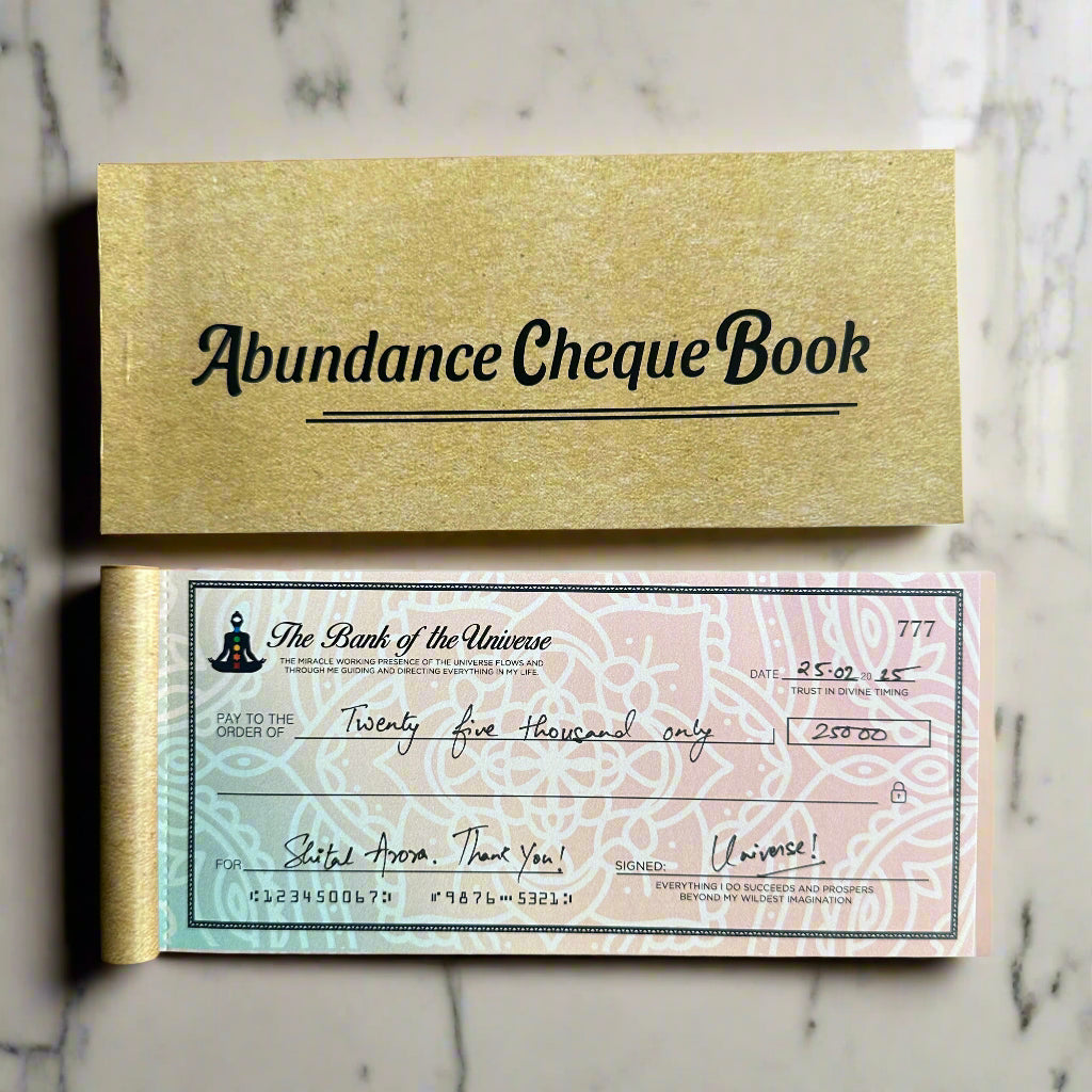 Abundance Cheque Book-Law Of Attraction, Money Manifestation Checks for Vision Board