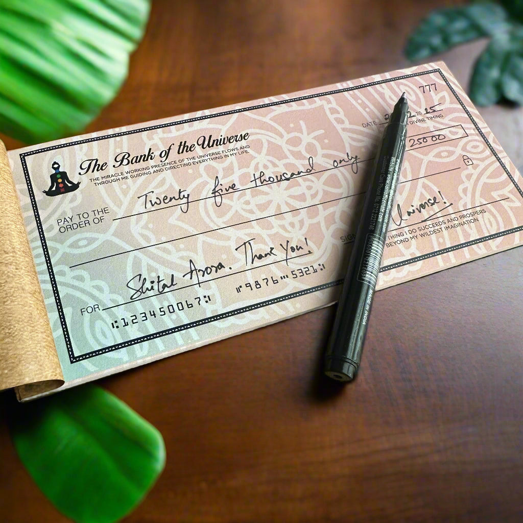 Abundance Cheque Book-Law Of Attraction, Money Manifestation Checks for Vision Board
