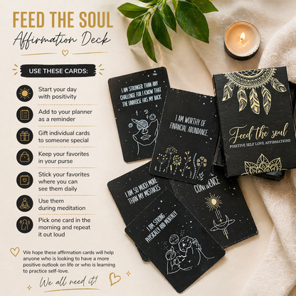 Feed the Soul - Positive Self-Love Affirmations Deck for Mindfulness & Inner Peace