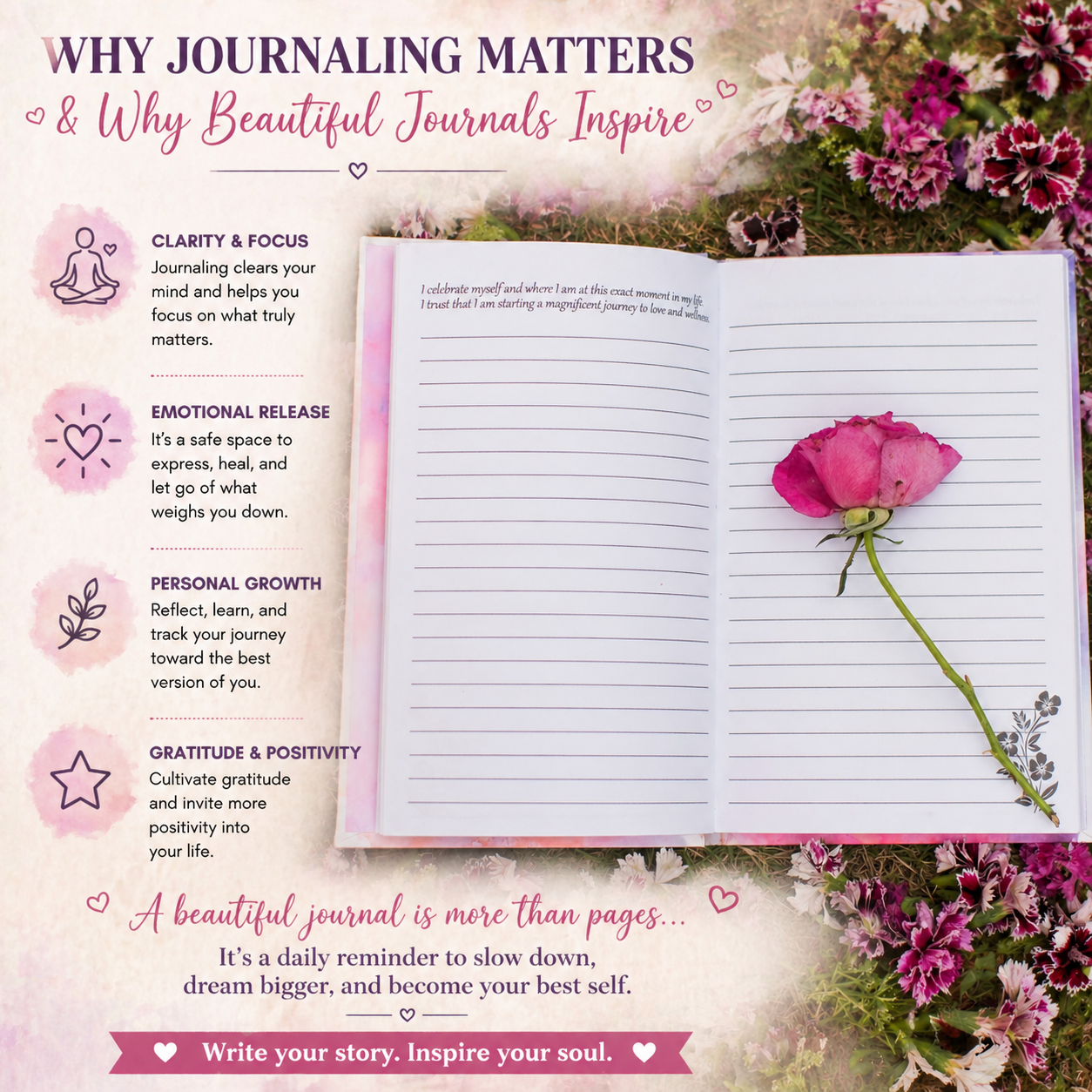Lighten Up Floral Journal – Pages for Reflection, Memories, and Creative Expression
