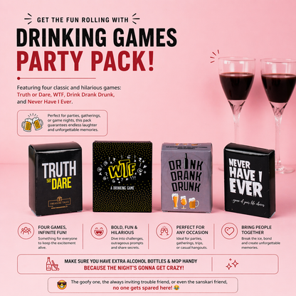 Ultimate Drinking Games Party Pack – Truth or Dare, WTF, Drink Drank Drunk, and Never Have I Ever