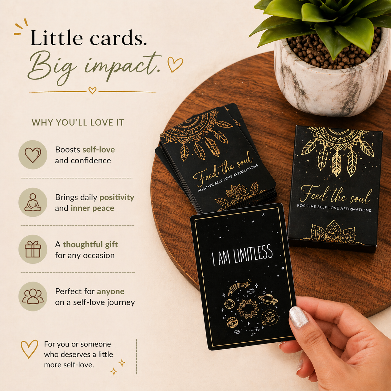 Feed the Soul - Positive Self-Love Affirmations Deck for Mindfulness & Inner Peace